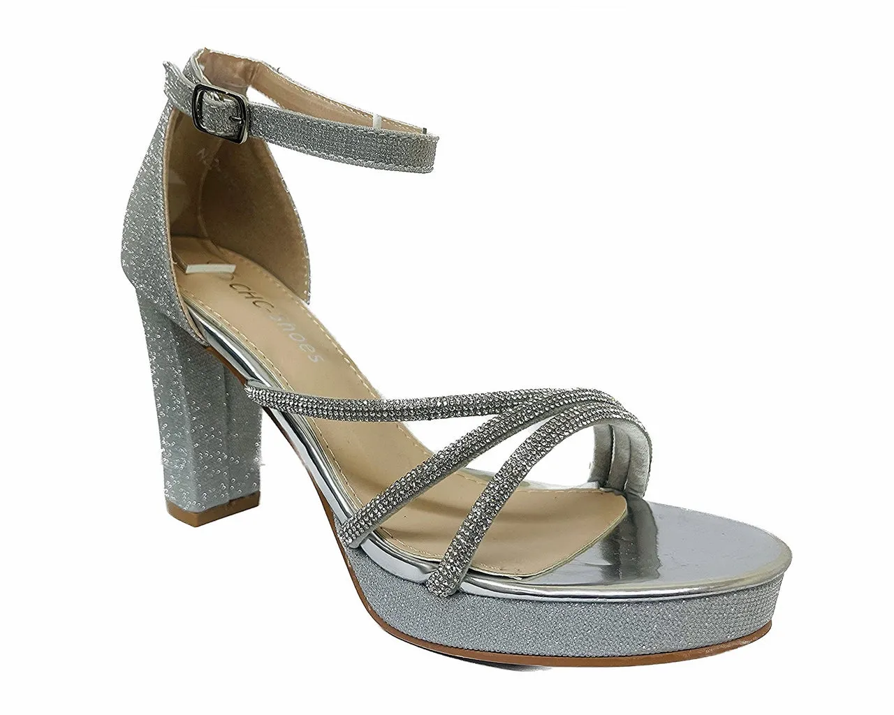 Women's Designer Diamante Strap Heel Sandals